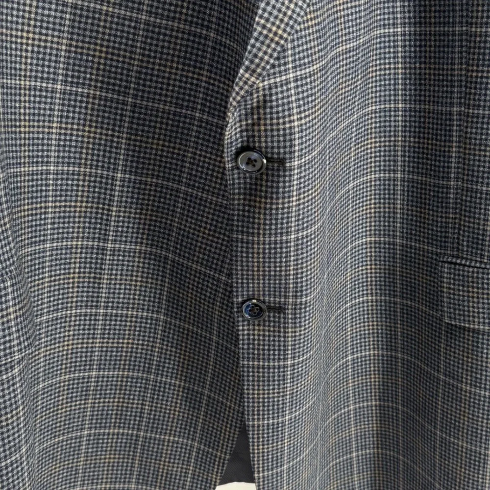 Men's Blue Wool Plaid Blazer Jacket‎ Lanificio di Pray 56L